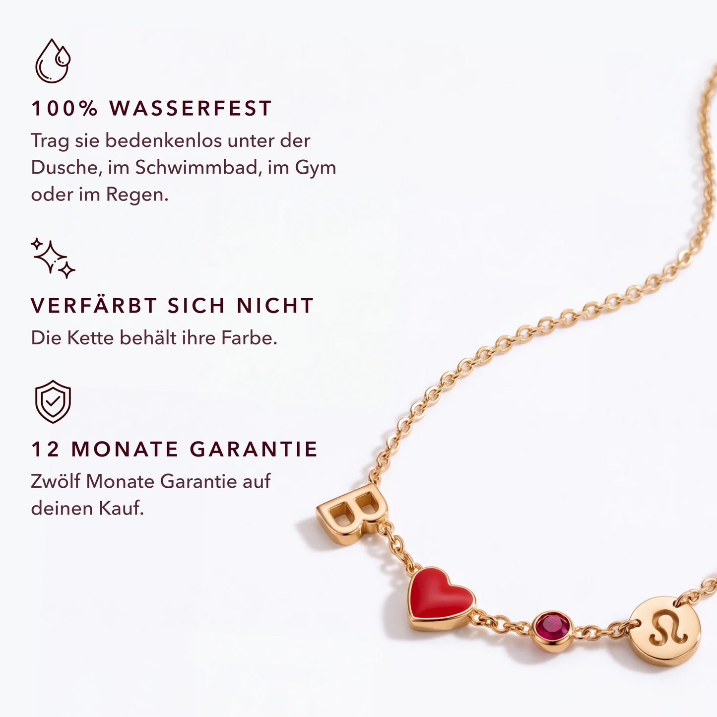 Halskette mit Initiale und Herzanhänger